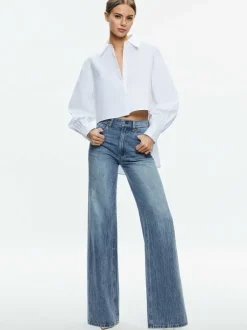 Alice and Olivia Finely High-Low Blouse-Women Tops
