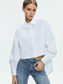 Alice and Olivia Finely High-Low Blouse-Women Tops