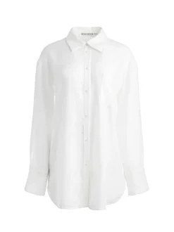Alice and Olivia Finely Oversized Button Down Shirt-Women Tops