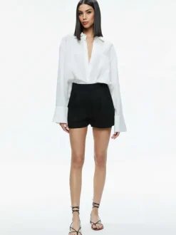 Alice and Olivia Finely Oversized Button Down Shirt-Women Tops
