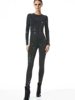 Alice and Olivia Freddie Crewneck Embellished Catsuit-Women Jumpsuits
