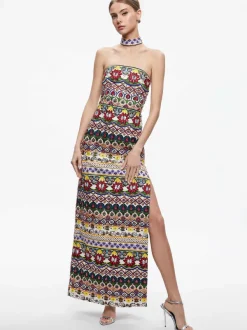 Alice and Olivia Georgie Choker Strapless Gown-Women Dresses