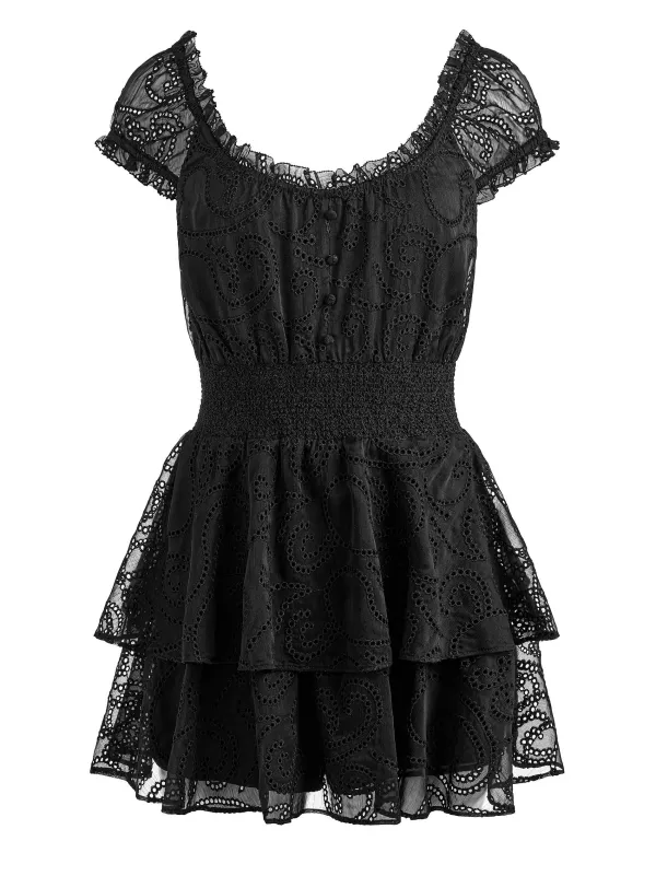 Alice and Olivia Gracie Ruffle Romper-Women Jumpsuits