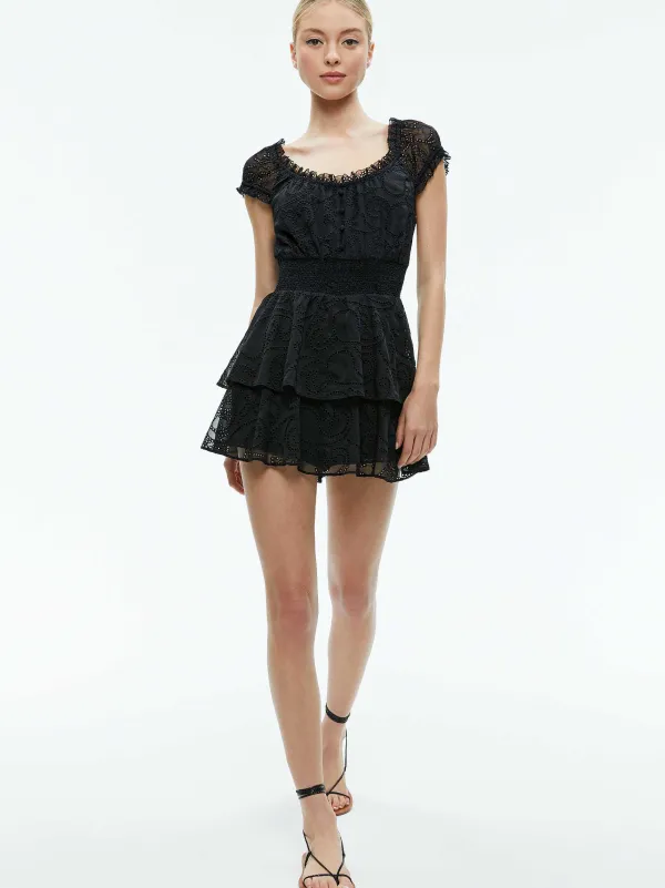 Alice and Olivia Gracie Ruffle Romper-Women Jumpsuits