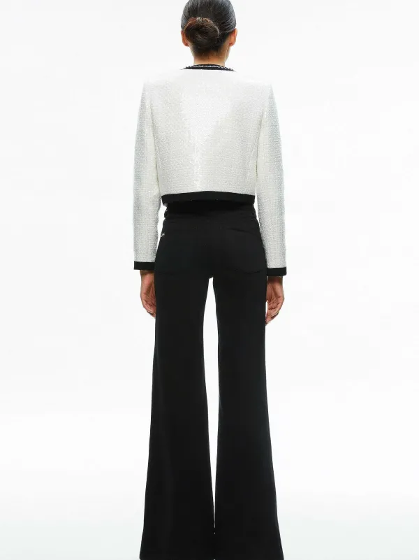 Alice and Olivia Gwyneth Embellished Cropped Bow Jacket-Women Jackets + Coats