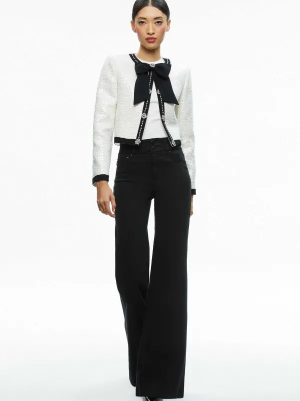 Alice and Olivia Gwyneth Embellished Cropped Bow Jacket-Women Jackets + Coats