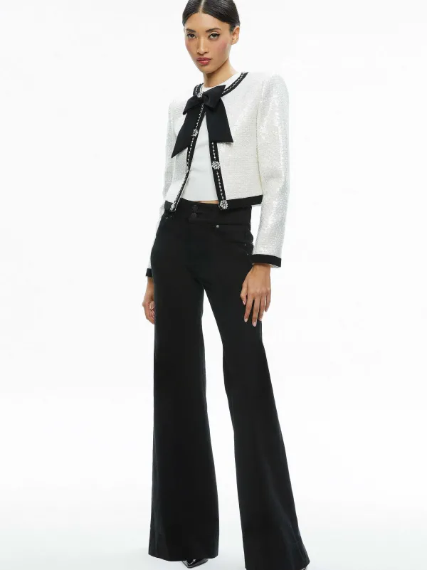 Alice and Olivia Gwyneth Embellished Cropped Bow Jacket-Women Jackets + Coats