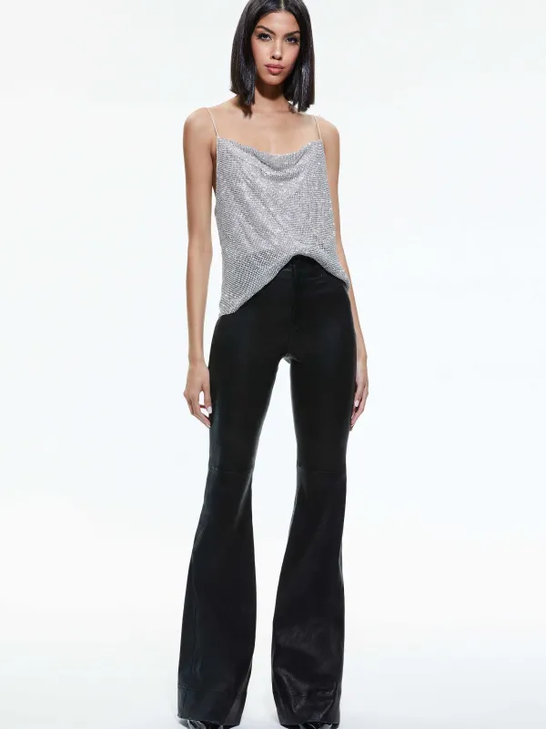 Alice and Olivia Harmon Crystal Chainmail Slip Tank-Women Tops