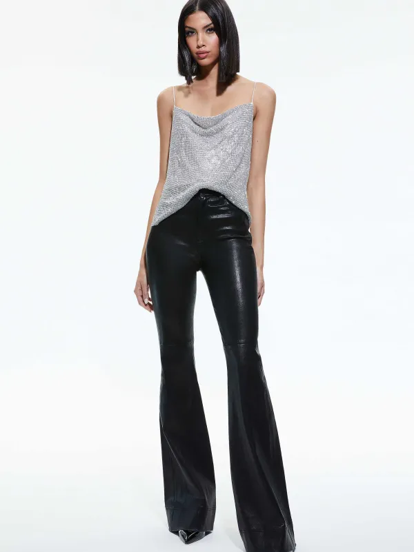 Alice and Olivia Harmon Crystal Chainmail Slip Tank-Women Tops