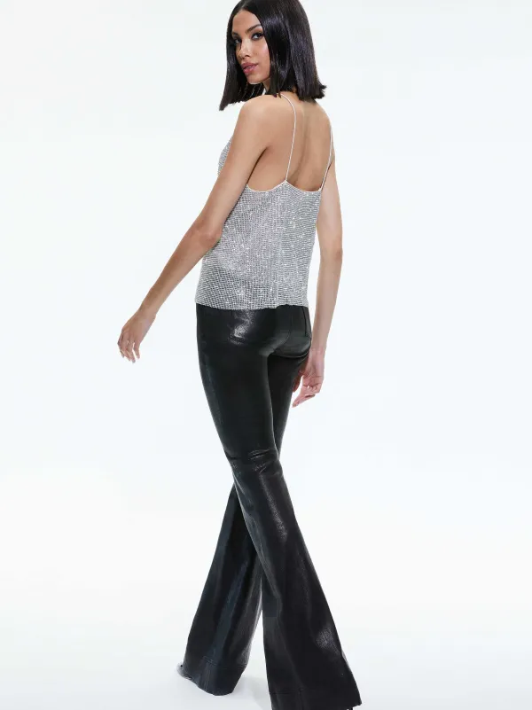 Alice and Olivia Harmon Crystal Chainmail Slip Tank-Women Tops