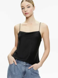 Alice and Olivia Harmon Drapey Slip Tank-Women Tops