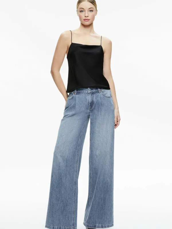 Alice and Olivia Harmon Drapey Slip Tank-Women Tops