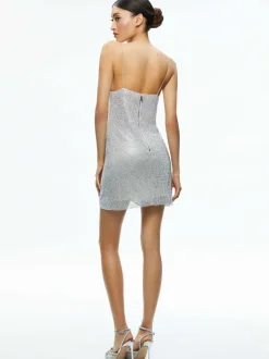 Alice and Olivia Harmony Crystal Mini Dress-Women Dresses