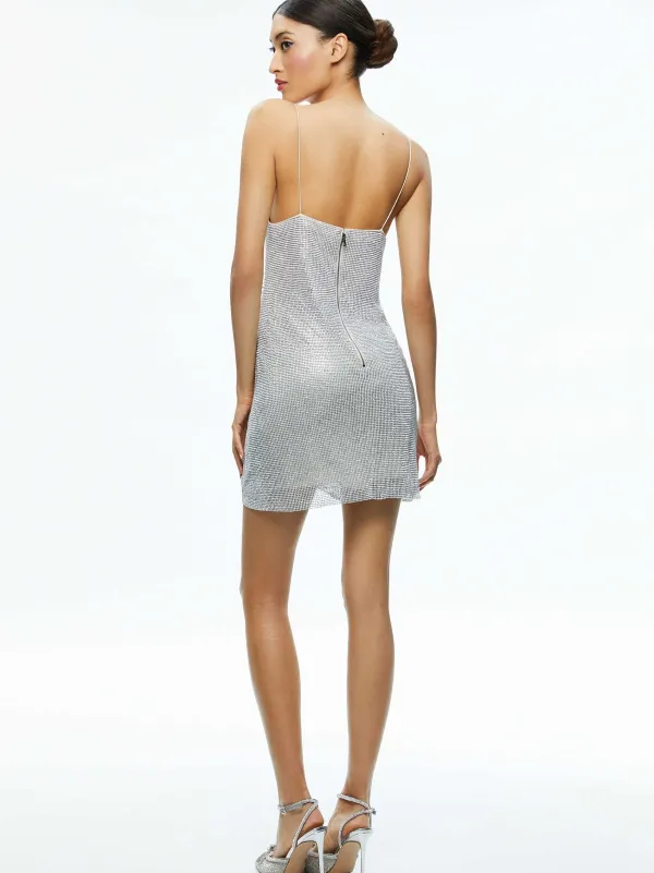 Alice and Olivia Harmony Crystal Mini Dress-Women Dresses