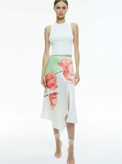 Alice and Olivia Harmony Drapey Slit Asymmetric Skirt-Women Skirts