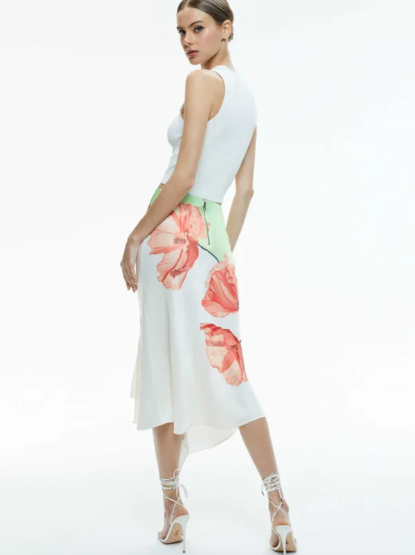 Alice and Olivia Harmony Drapey Slit Asymmetric Skirt-Women Skirts