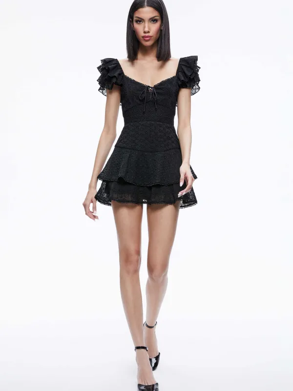 Alice and Olivia Hartford Smocked Bustier Romper-Women Jumpsuits