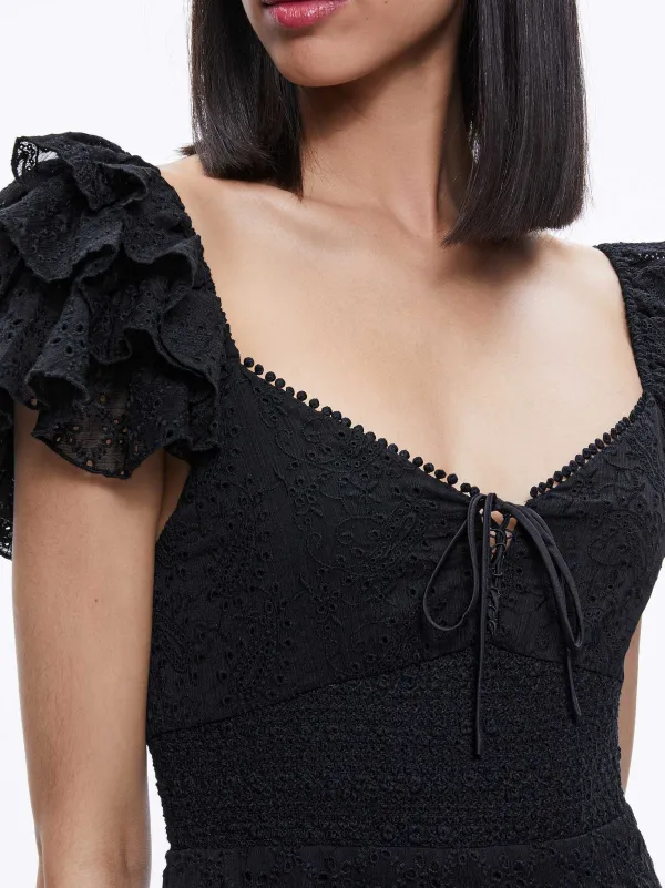 Alice and Olivia Hartford Smocked Bustier Romper-Women Jumpsuits