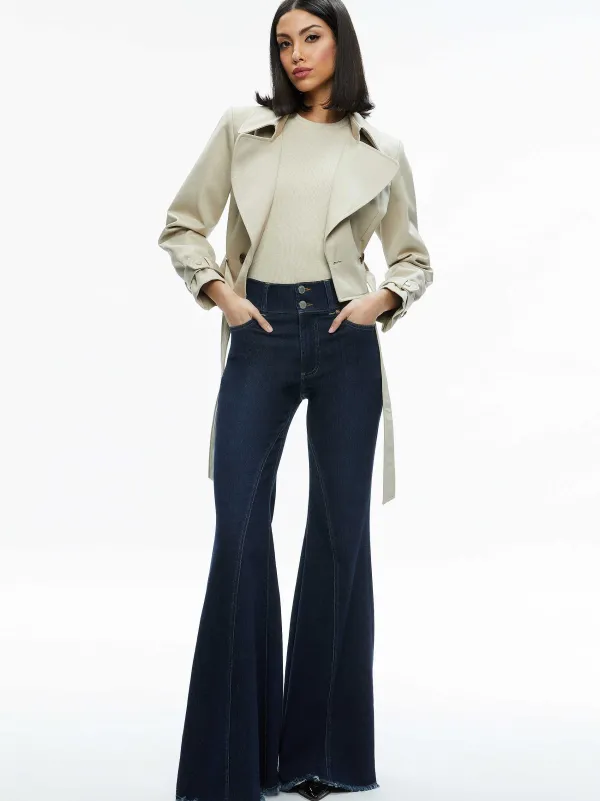 Alice and Olivia Hayley Cropped Trench Coat With Belt-Women Jackets + Coats