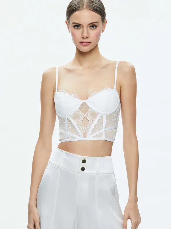 Alice and Olivia Izzy Lace Bustier Top-Women Tops