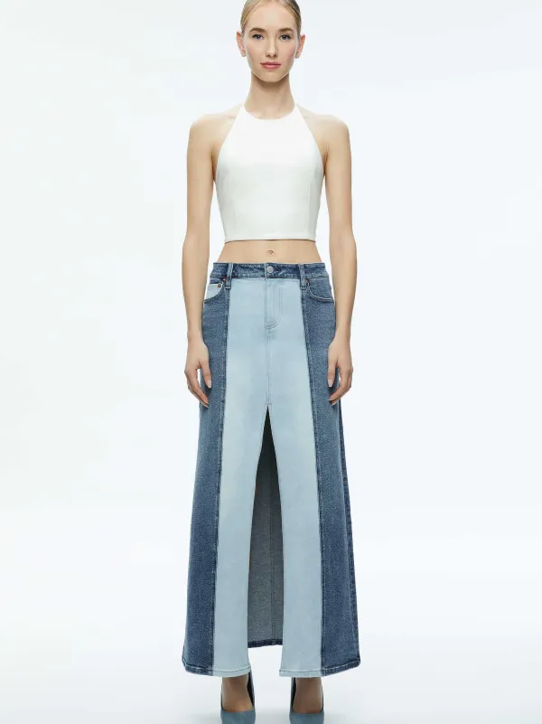 Alice and Olivia Jaymee Vegan Leather Cropped Halter Top-Women Tops
