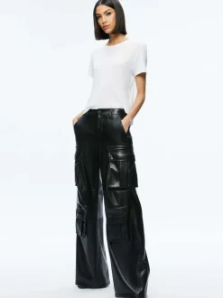 Alice and Olivia Joette Vegan Leather Cargo Pant-Women Pants