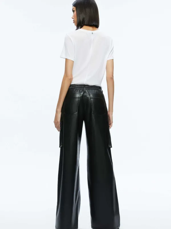Alice and Olivia Joette Vegan Leather Cargo Pant-Women Pants