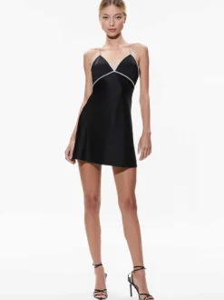 Alice and Olivia Julienne Embellished V-Neck Mini Dress-Women Dresses