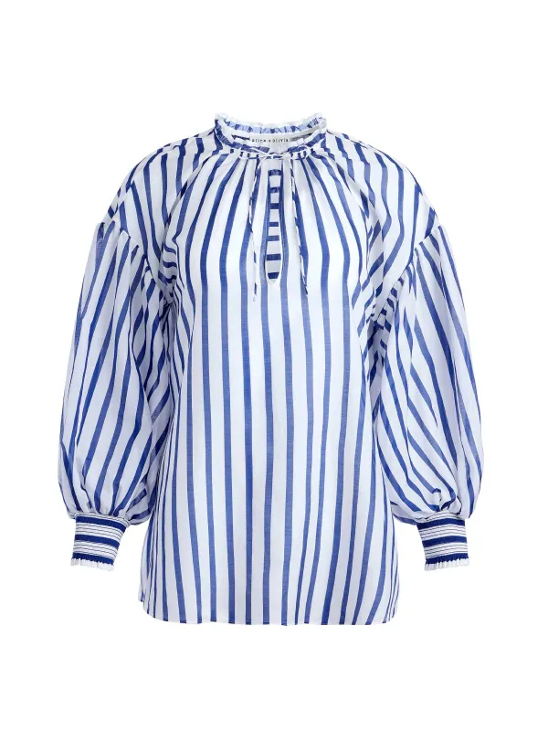 Alice and Olivia Julius Voluminous Blouson Sleeve Blouse-Women Tops