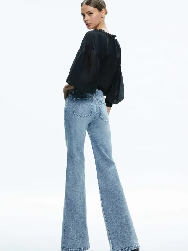 Alice and Olivia Julius Voluminous Blouson Sleeve Blouse-Women Tops
