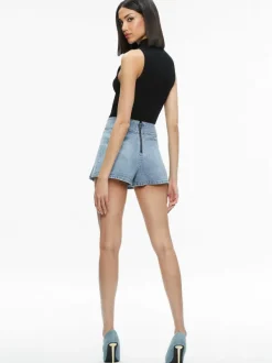Alice and Olivia Justine Rolled Cuff Blazer + Noah Denim Pleated Skort-Women Matching Sets