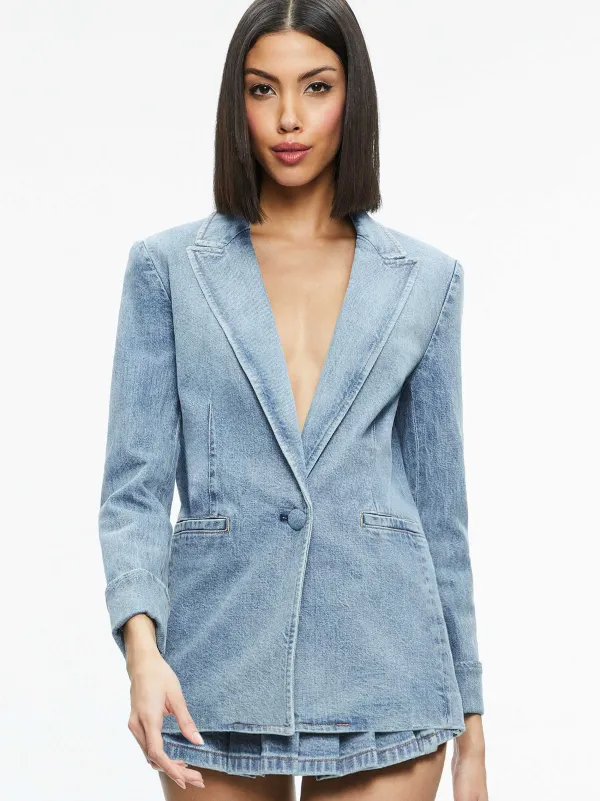 Alice and Olivia Justine Rolled Cuff Blazer-Women Jackets + Coats
