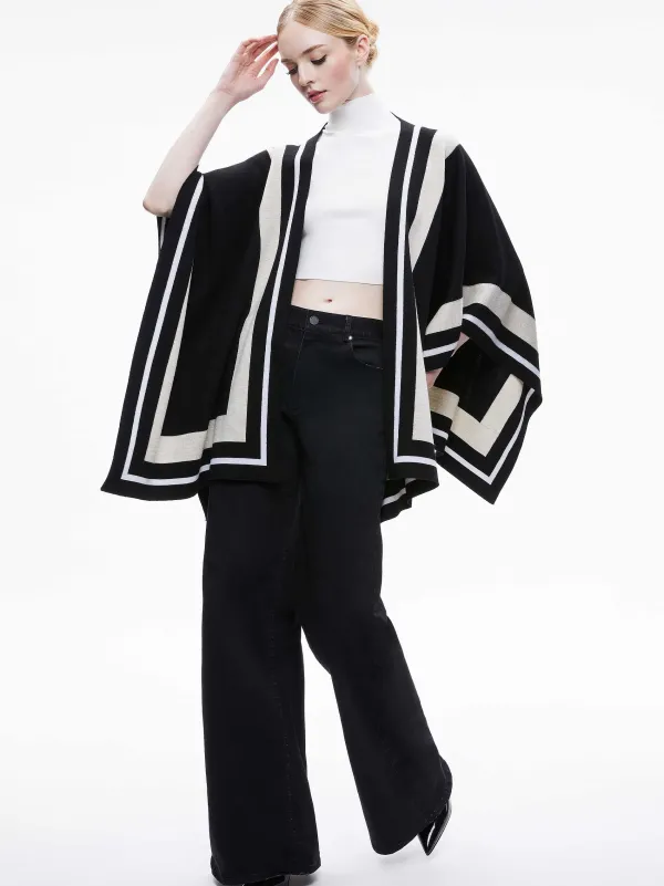 Alice and Olivia Kamala Stripe Poncho-Women Sweaters