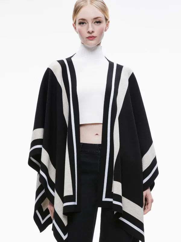 Alice and Olivia Kamala Stripe Poncho-Women Sweaters
