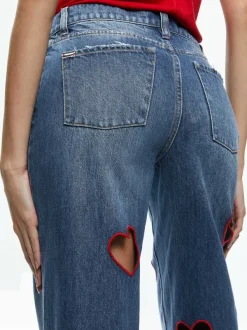Alice and Olivia Karrie Embroidered Heart Cutout Jean-Women Pants