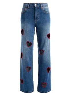 Alice and Olivia Karrie Embroidered Heart Cutout Jean-Women Pants