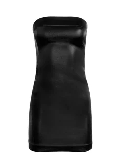 Alice and Olivia Kelly Strapless Vegan Leather Mini Dress-Women Dresses