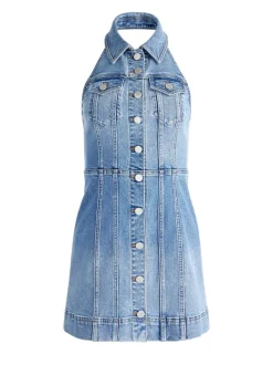 Alice and Olivia Kendall Denim Halter Mini Dres-Women Dresses
