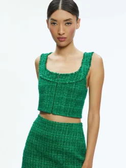 Alice and Olivia Kensie Scoop Neck Cropped Bustier + Riley Mini Skirt-Women Matching Sets