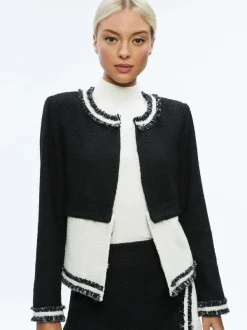 Alice and Olivia Kidman Two-Fer Tweed Jacket-Women Jackets + Coats