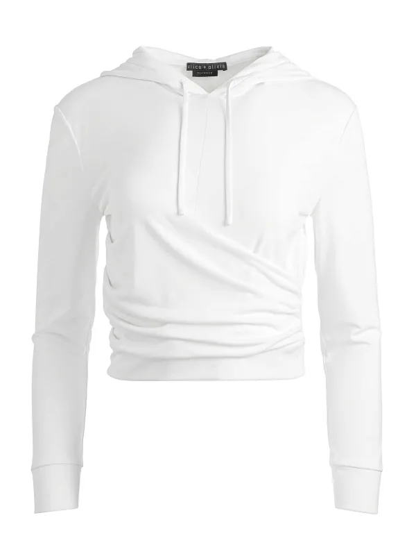 Alice and Olivia Kirk Wrap Front Hoodie-Women Tops
