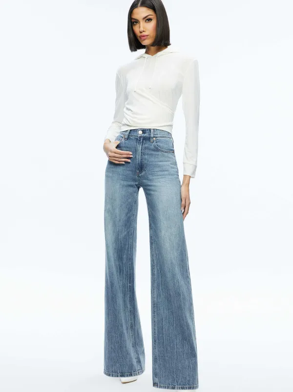 Alice and Olivia Kirk Wrap Front Hoodie-Women Tops