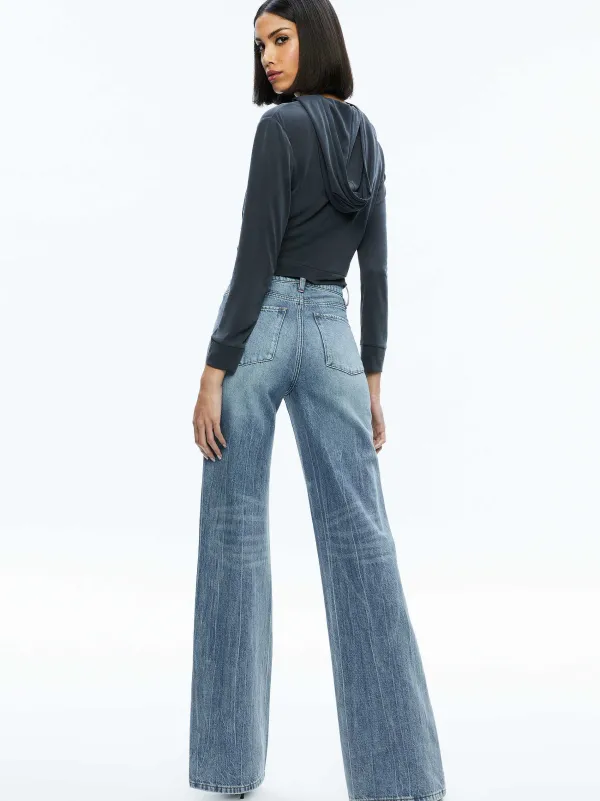 Alice and Olivia Kirk Wrap Front Hoodie-Women Tops