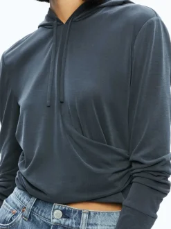 Alice and Olivia Kirk Wrap Front Hoodie-Women Tops