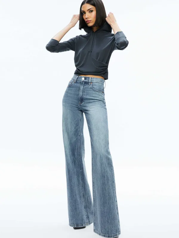 Alice and Olivia Kirk Wrap Front Hoodie-Women Tops