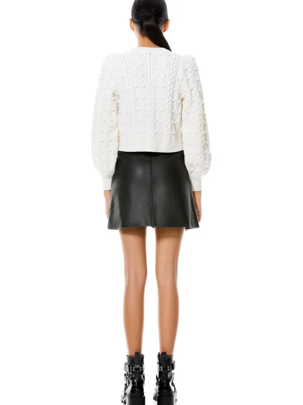 Alice and Olivia Kitty Puff Sleeve Cardigan-Women Sweaters