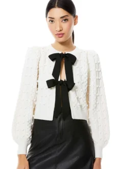 Alice and Olivia Kitty Puff Sleeve Cardigan-Women Sweaters