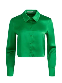 Alice and Olivia Leon Cropped Button Down-Women Tops