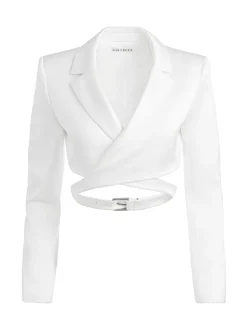 Alice and Olivia Leone Cropped Wrap Blazer-Women Tops