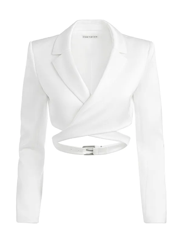 Alice and Olivia Leone Cropped Wrap Blazer-Women Tops